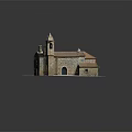 Traditional Church Building with Stone Walls Red Tile Roof Bell Tower and Dome