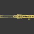 Futuristic Sci Fi Weapon Rifle With Mechanical Structure Golden Lines Scope And Silver Blue Design