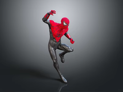 Spider Man Character In Red And Black Suit With Dynamic Action Pose 3d model