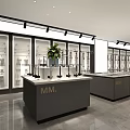 Elegant Modern Showroom Interior With Display Cabinets Counters And Decor Items 3d model