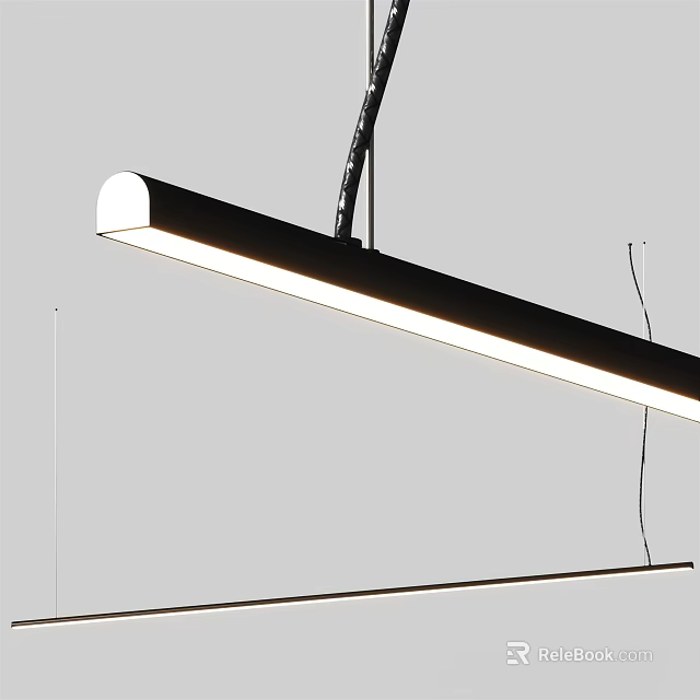 Sleek Modern Linear Pendant Light With Long Strip Design And Soft Illumination 3d model 