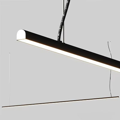 Sleek Modern Linear Pendant Light With Long Strip Design And Soft Illumination 3d model
