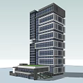 Modern High Rise Office Building With Glass Curtain Wall And Green Roof Design