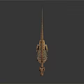 Complete Dinosaur Skeleton with Detailed Bone Structure on Black Background