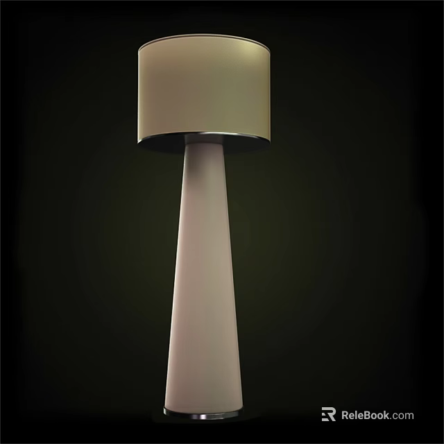 Sleek Modern Floor Lamp With Beige Lampshade And Tapered White Pole 3d model 