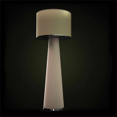 Sleek Modern Floor Lamp With Beige Lampshade And Tapered White Pole 3d model