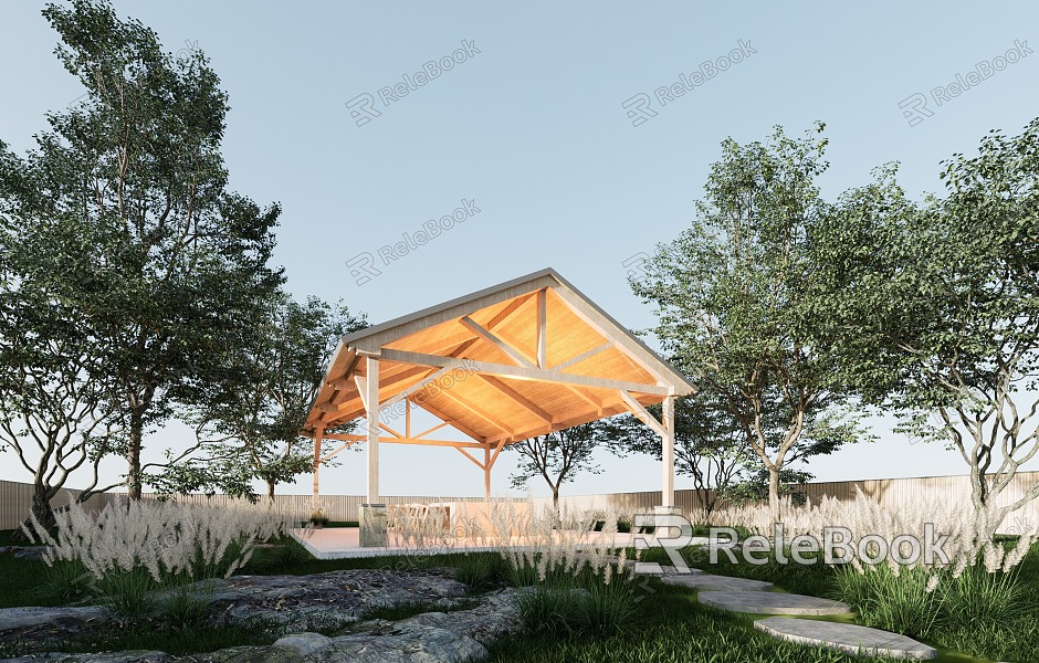 Modern pavilion gallery outdoor restaurant tea room landscape structure landscape gallery model