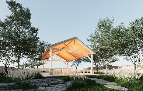 Modern pavilion gallery outdoor restaurant tea room landscape structure landscape gallery 3d model