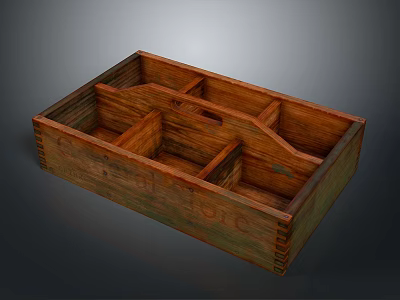 Rustic Wooden Storage Box With Multiple Compartments For Organizing Items 3d model