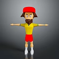 Cartoon Game Character With Red Hat Yellow Shirt And Red Shorts
