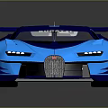 Blue Bugatti Racing Sports Car With Streamlined Design Aerodynamic Rear Wing And Shiny Finish