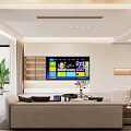 Modern Living Room Interior Design With TV Sofa And Green Plants