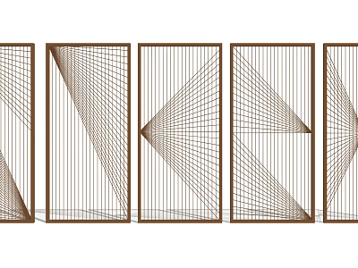Stylish Modern Decorative Partitions With Geometric Line Patterns And Metal Frames 3d model
