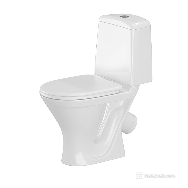 White Ceramic Modern Toilet With Sleek One Piece Bathroom Fixture Design 3d model 