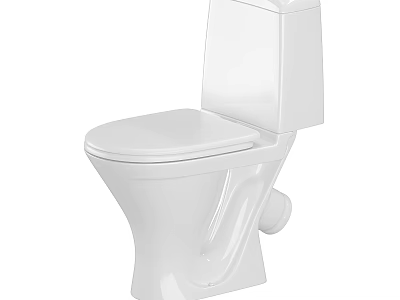 White Ceramic Modern Toilet With Sleek One Piece Bathroom Fixture Design 3d model