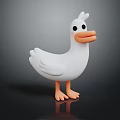 Cute White Duck Character 3D Model With Orange Beak And Feet