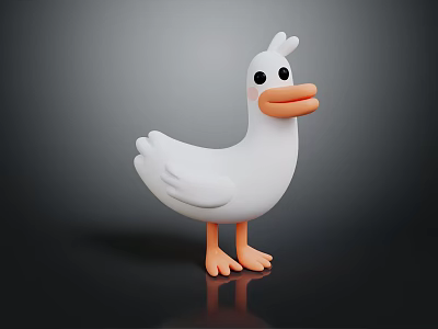 Cute White Duck Character 3D Model With Orange Beak And Feet 3d model