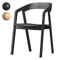 Modern Black Wooden Dining Chair With Curved Armrests And Sleek Design