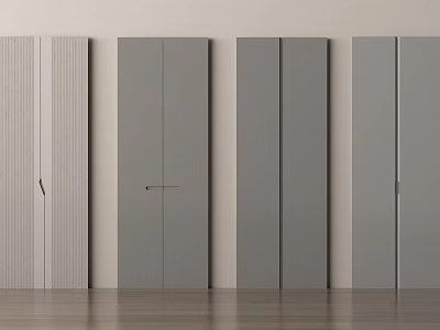 Modern Interior Doors With Minimalist Design Gray And Wood Panel Finishes 3d model