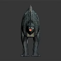 Lifelike Dinosaur Figure With Blue Spotted Textured Skin In Standing Posture On Dark Surface