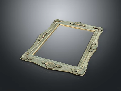 Ornate Carved Decorative Frame With Gold Accents For Home Furniture Decor 3d model