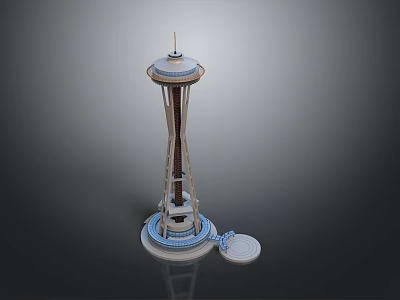 Iconic Space Needle Tower With Observation Deck And Spiral Base Design 3d model
