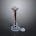 Iconic Space Needle Tower With Observation Deck And Spiral Base Design 3d model