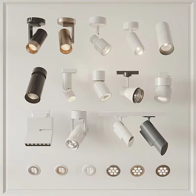 Various Modern Downlights And Spotlights In Black White Designs For Home Lighting 3d model
