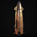 Detailed Metallic Rocket Model With Textured Surface And Aerodynamic Structure