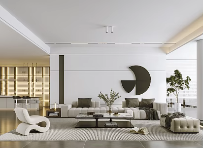 Modern Guest Dining Room Living Room 3d model