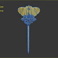 Elegant Yellow Carved Gemstone Silver Hairpin With Intricate Floral Design And Detailed Ornamental Stem
