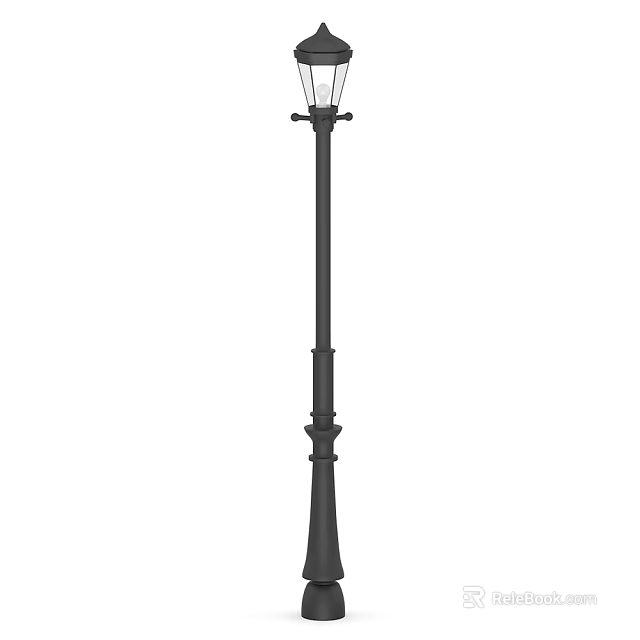 Traditional Black Outdoor Street Lamp With Classic Design For Garden Pathway 3d model 