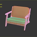 Modern Single Sofa With Wooden Armrests And Light Brown Padded Cushion
