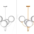 Modern Chandeliers With Multiple White Globe Shades And Metal Support Frames