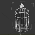 Metal Iron Bird Cage Decorative Ornament Set With Rounded Base And Pointed Top