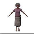 Elderly Woman In Purple Top And Patterned Skirt Standing With Arms Outstretched
