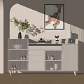 Modern Sideboard Cream Sideboard 3d model