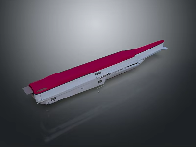 White Elongated Device Part With Red Top Surface And Smooth Edges 3d model