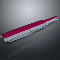 White Elongated Device Part With Red Top Surface And Smooth Edges