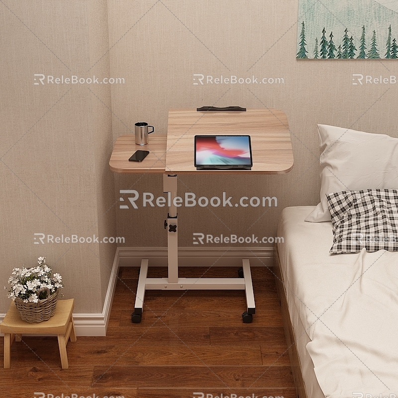 Bedroom coffee table mobile bedside table 3d model