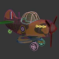 Camouflage Toy Airplane Model Royal Air Force Roundel Insignia Propeller Cockpit Dark Background Reflective Surface