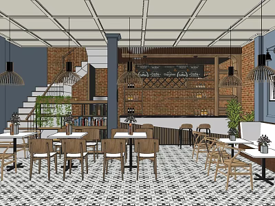 Cafe 3d model Cafe 3d model