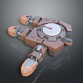 Mechanical Robotic Device Featuring Multiple Arms Brown Orange Parts And Central Silver Disc 3d model