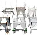 Various Decorative Canopy Frames With White Curtains And Green Floral Accents