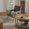 Stylish Wooden Frame Leather Armchairs For Bright Elegant Modern Cozy Living Room Interior Decor