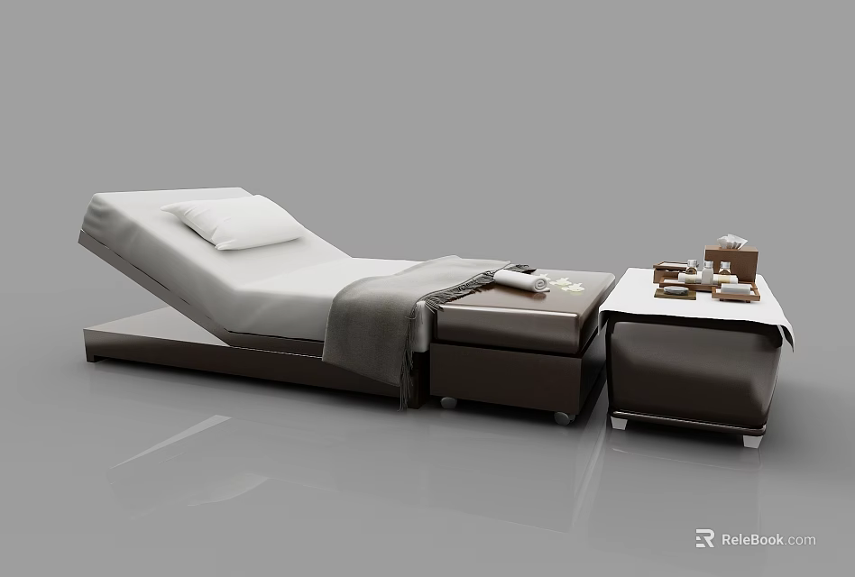 Luxury Shower Sauna Room With Comfortable Lounger And Wooden Side Table 3d model 