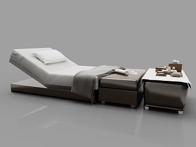 Luxury Shower Sauna Room With Comfortable Lounger And Wooden Side Table 3d model