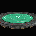 Circular Platform With Green Surface White H Letter Red Markers Railings And Steps 3d model