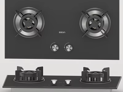 Bosch Modern Gas Stove Kitchen Appliance With Two Burners And Control Knobs 3d model
