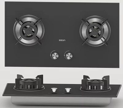 Bosch Modern Gas Stove Kitchen Appliance With Two Burners And Control Knobs 3d model